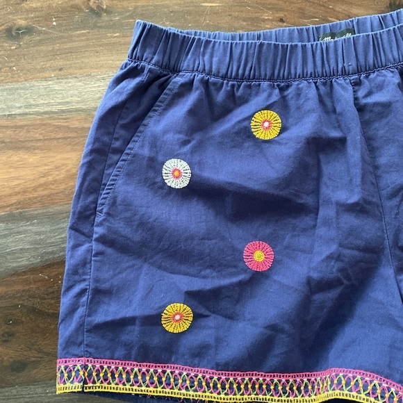 Madewell embroidered floral pull on shorts, elastic waist, pockets - Picture 4 of 6